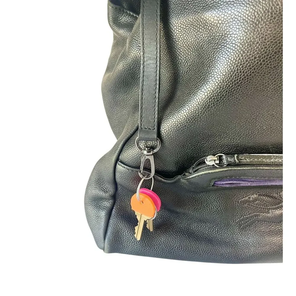 Longchamp Gatsby Top Handle Hobo Bag Black Leather Retro Y2K Vintage